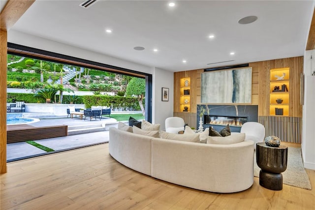 living room with hardwood / wood-style floors