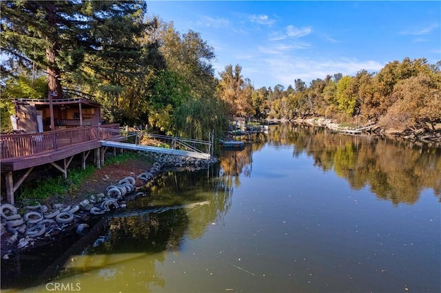 view of dock featuring a water view