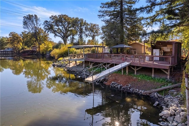 view of dock featuring a water view