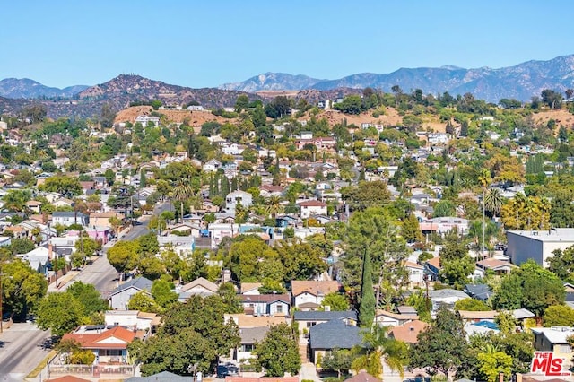 bird's eye view with a mountain view