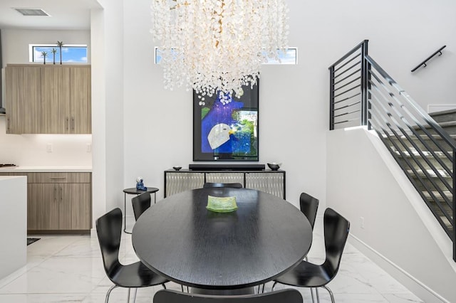 dining room with an inviting chandelier