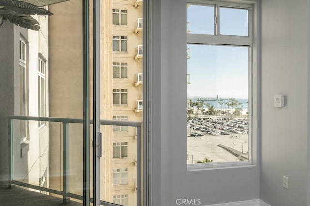 doorway with a water view