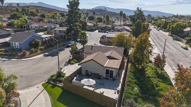 bird's eye view with a mountain view