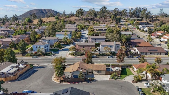 drone / aerial view featuring a mountain view