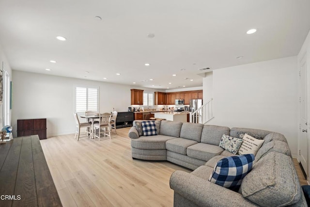 living room featuring light hardwood / wood-style flooring