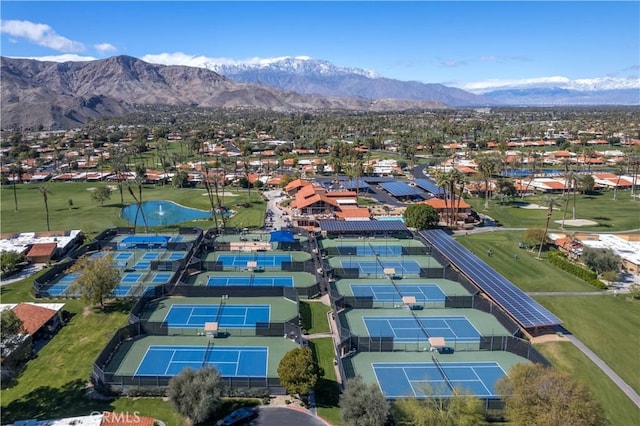 drone / aerial view with a mountain view