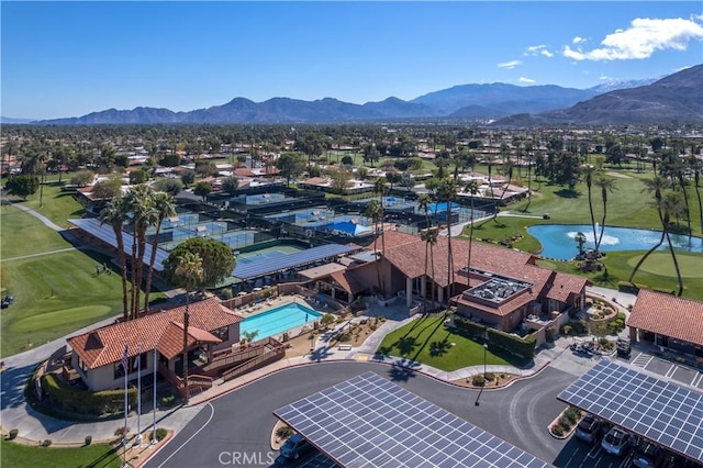 17 La Cerra Cir, Rancho Mirage, CA 92270 - aerial view of residential area with a water and mountain view and a local golf course
