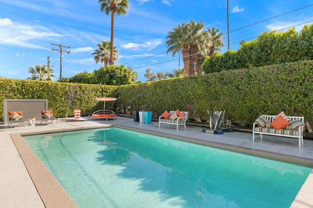 view of swimming pool with a patio area