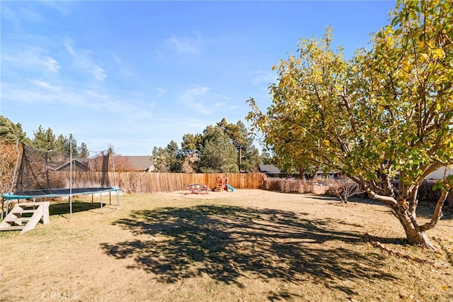 view of yard featuring a trampoline