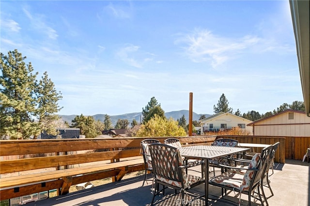 view of patio featuring a mountain view