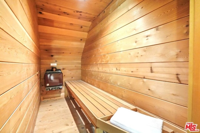 view of sauna / steam room with hardwood / wood-style flooring