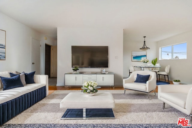 living room featuring light wood-type flooring