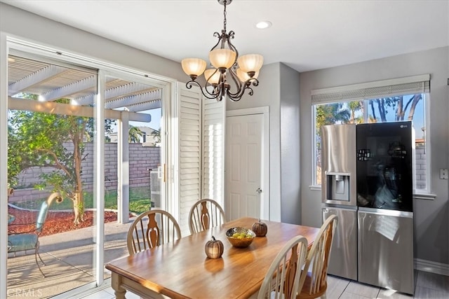 dining room with an inviting chandelier