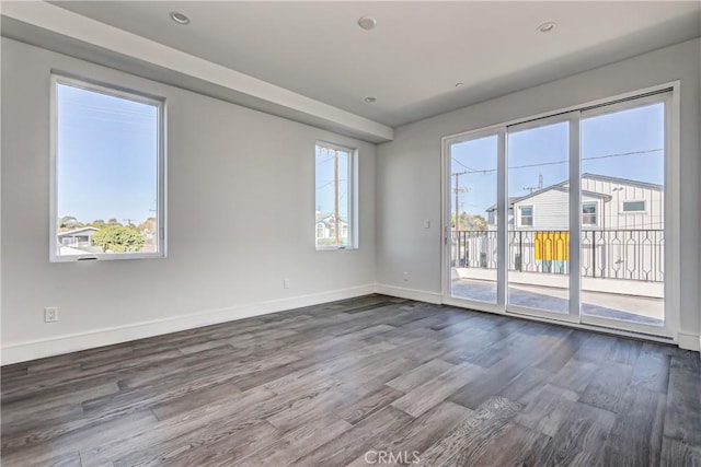 spare room featuring a healthy amount of sunlight and wood-type flooring