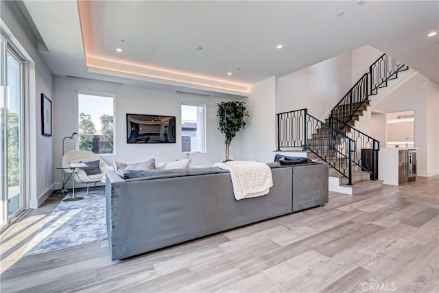 living room featuring light hardwood / wood-style flooring