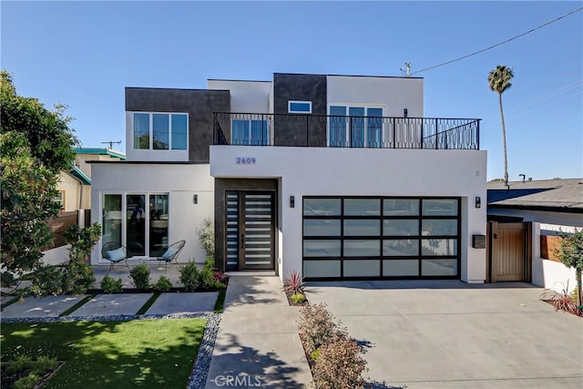 contemporary home with a balcony