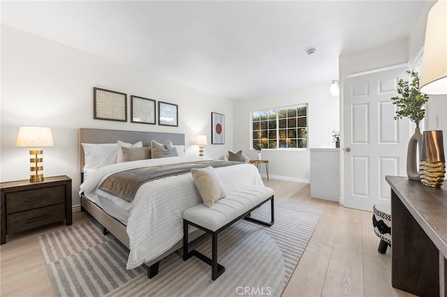 bedroom featuring light hardwood / wood-style floors