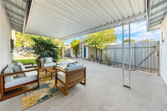 view of patio / terrace featuring an outdoor living space