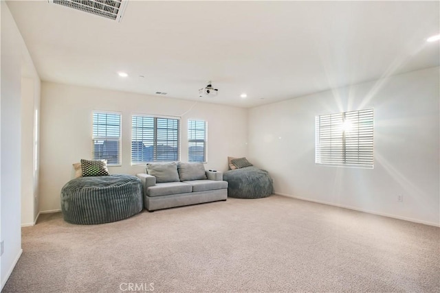 living room with carpet flooring