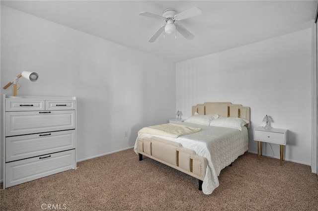 bedroom with carpet flooring and ceiling fan