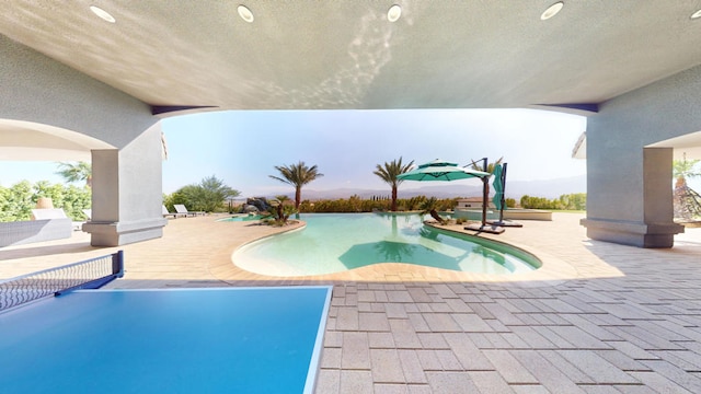 view of pool featuring a patio