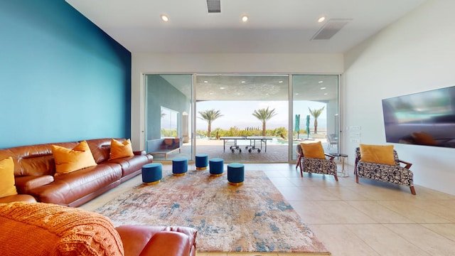 view of tiled living room