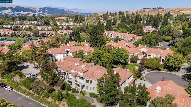 drone / aerial view with a mountain view