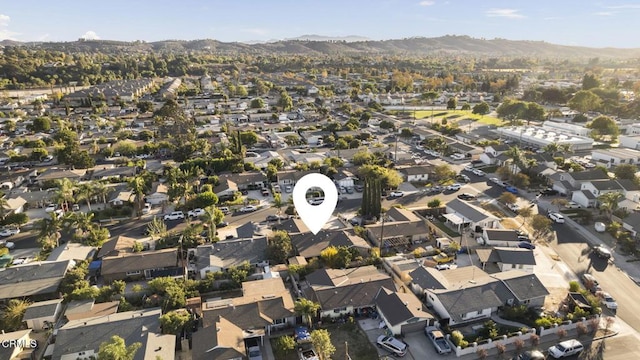 drone / aerial view with a mountain view