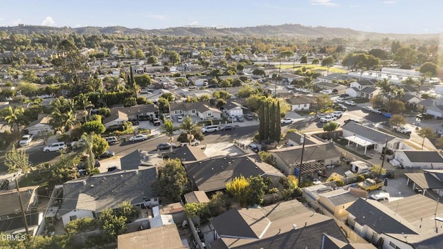 drone / aerial view featuring a mountain view