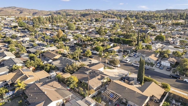 drone / aerial view featuring a mountain view