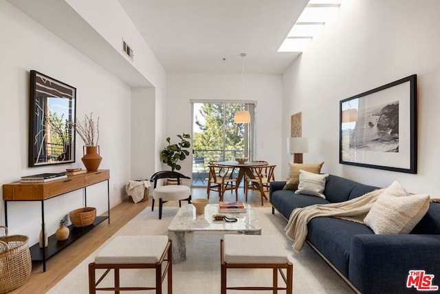 living room featuring light hardwood / wood-style floors