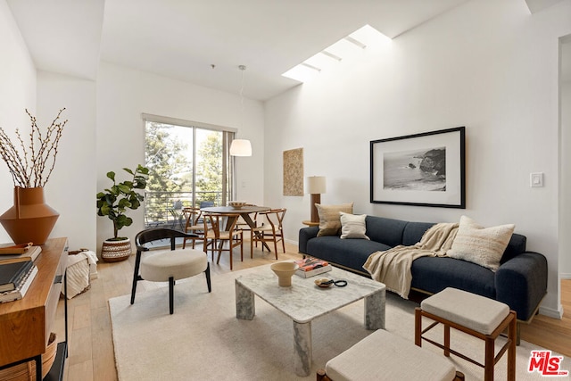 living room featuring light wood-type flooring