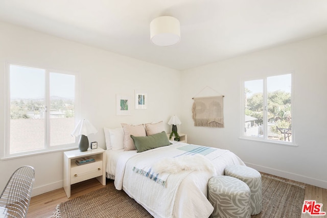 bedroom with hardwood / wood-style floors