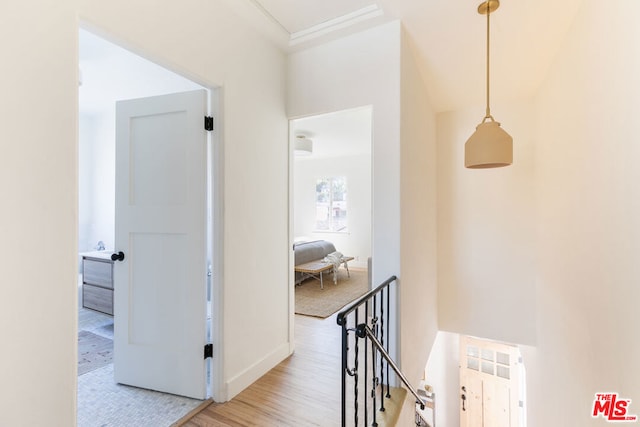 hall with light wood-type flooring