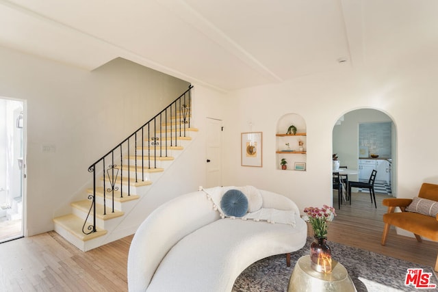 living room with hardwood / wood-style flooring