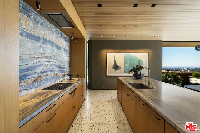 kitchen featuring sink and wooden ceiling