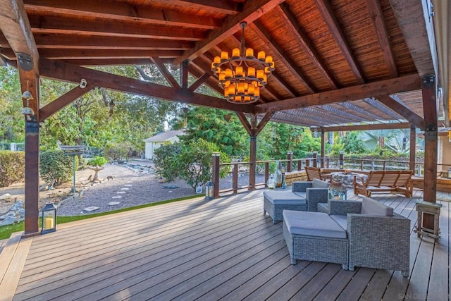 wooden terrace with outdoor lounge area