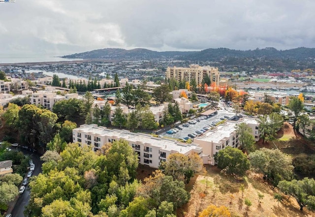 drone / aerial view with a mountain view