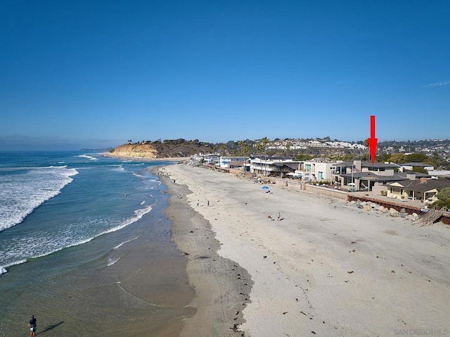 view of water feature featuring a beach view