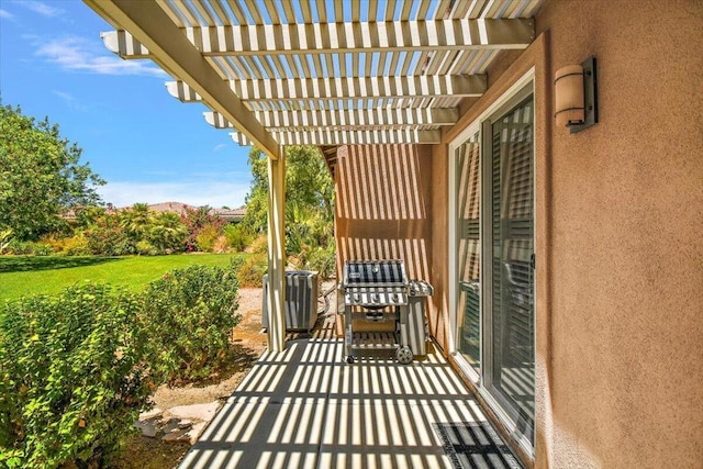 view of patio with a pergola and cooling unit