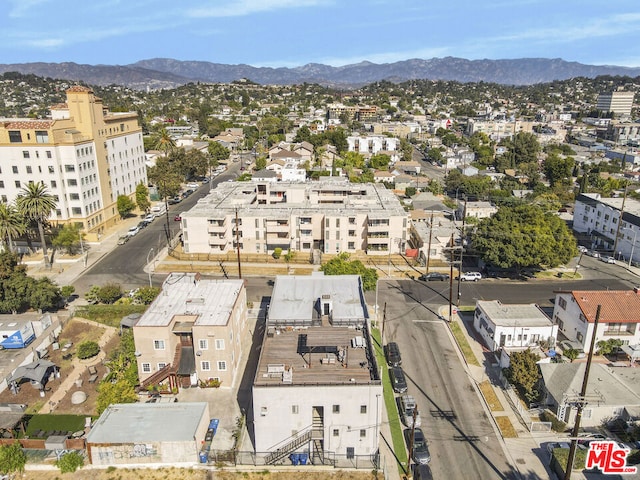 drone / aerial view with a mountain view