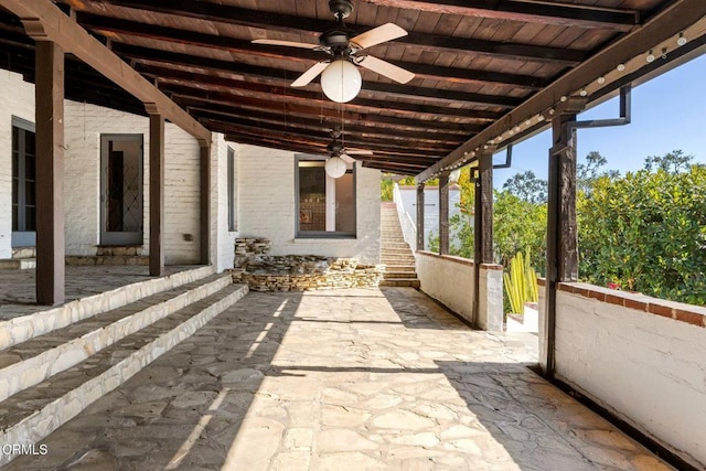 view of patio / terrace with ceiling fan