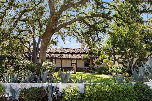 view of front of home with a front yard