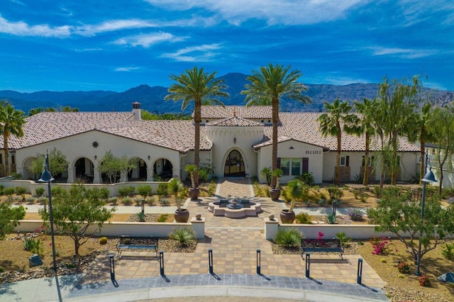 view of front of house with a mountain view