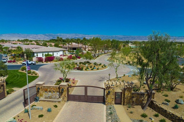 view of community with a mountain view