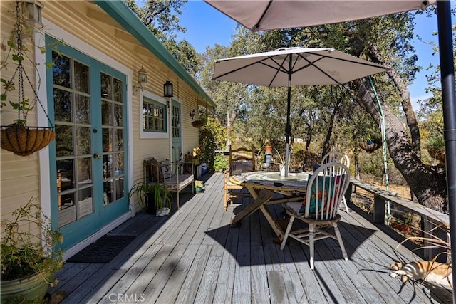 wooden deck with french doors