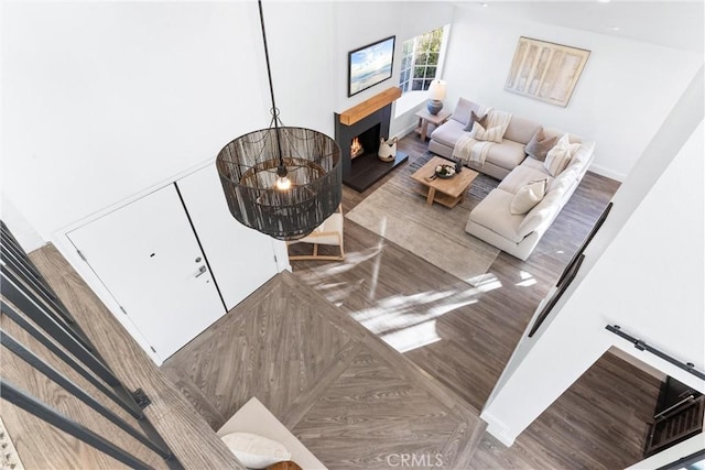 living room with hardwood / wood-style flooring