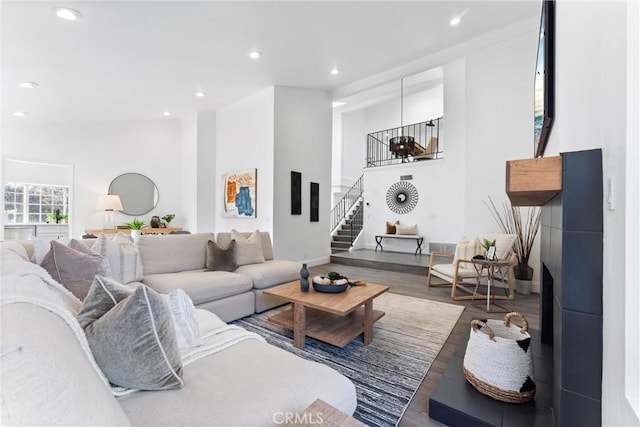 living room featuring wood-type flooring