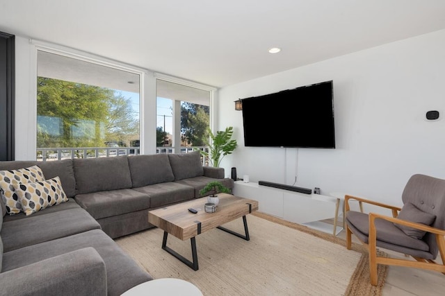 living room with light hardwood / wood-style floors