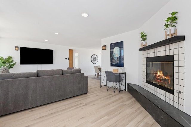 living room featuring light wood-type flooring